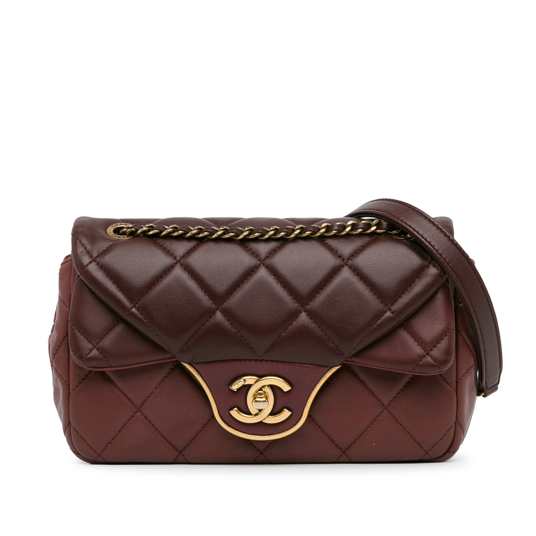 CC Quilted Lambskin Double Flap Red - Gaby Paris