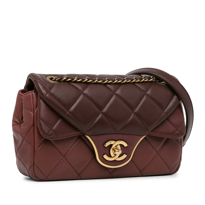 CC Quilted Lambskin Double Flap Red - Gaby Paris