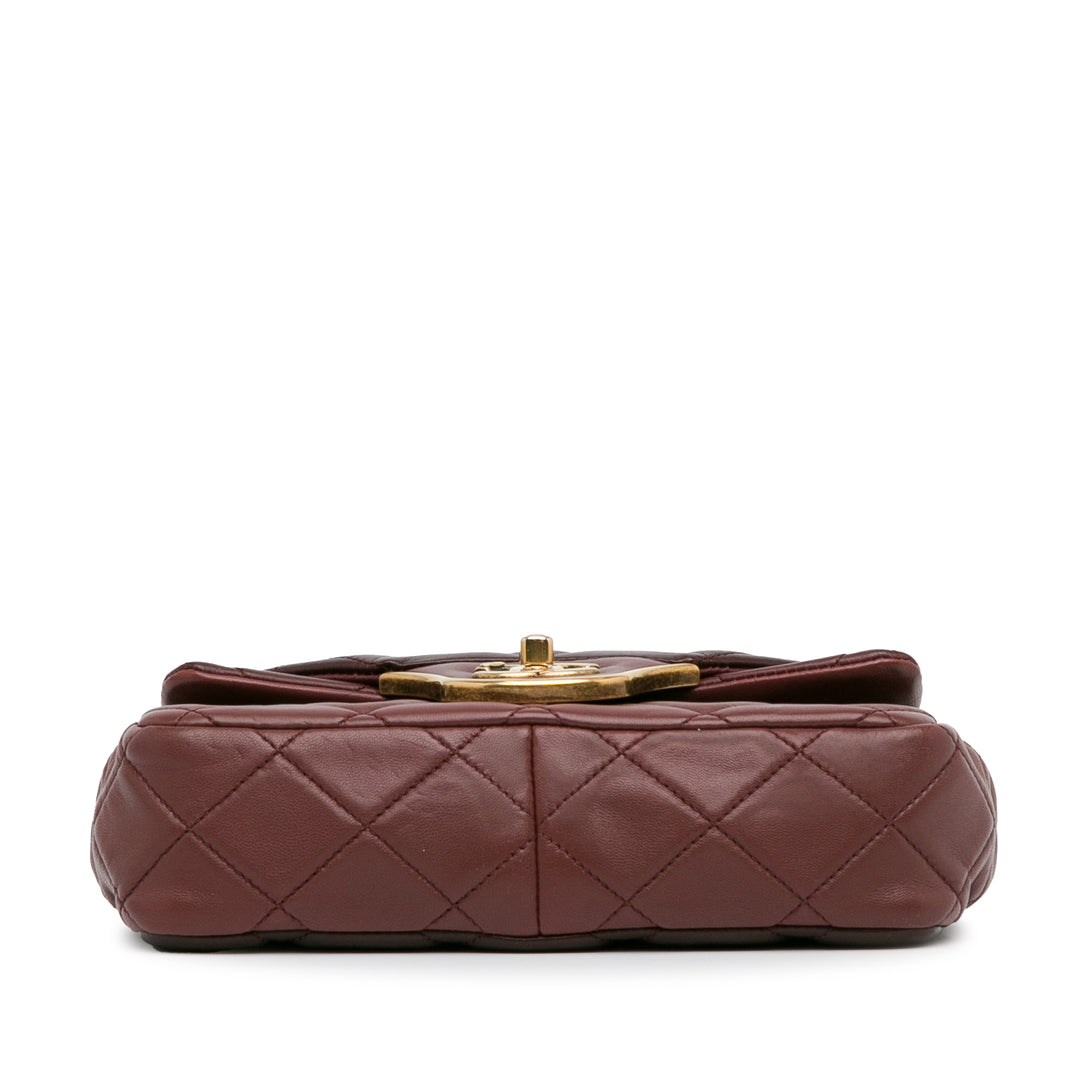 CC Quilted Lambskin Double Flap Red - Gaby Paris