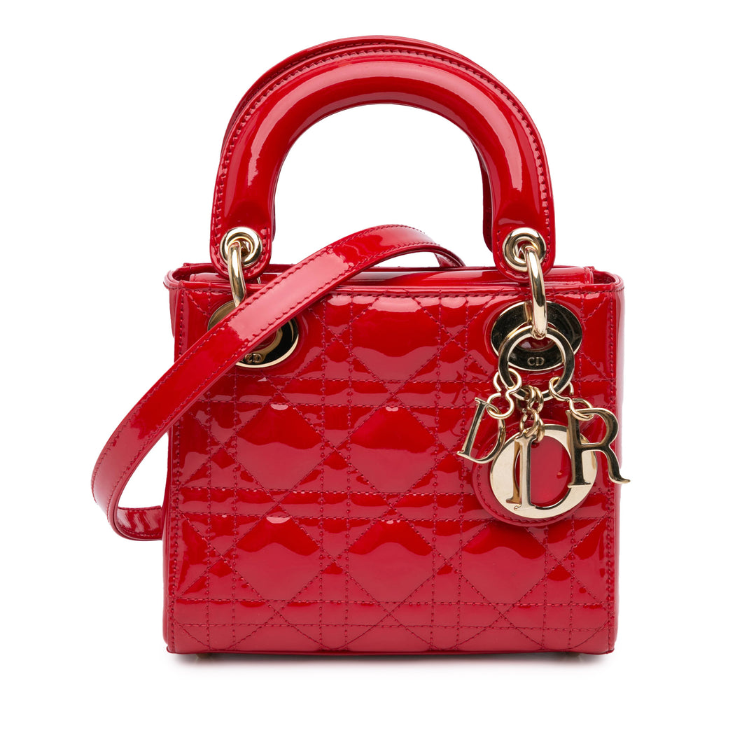 Mini Patent Cannage Lady Dior Red - Gaby Paris