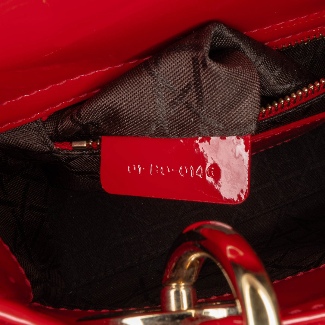 Mini Patent Cannage Lady Dior Red - Gaby Paris