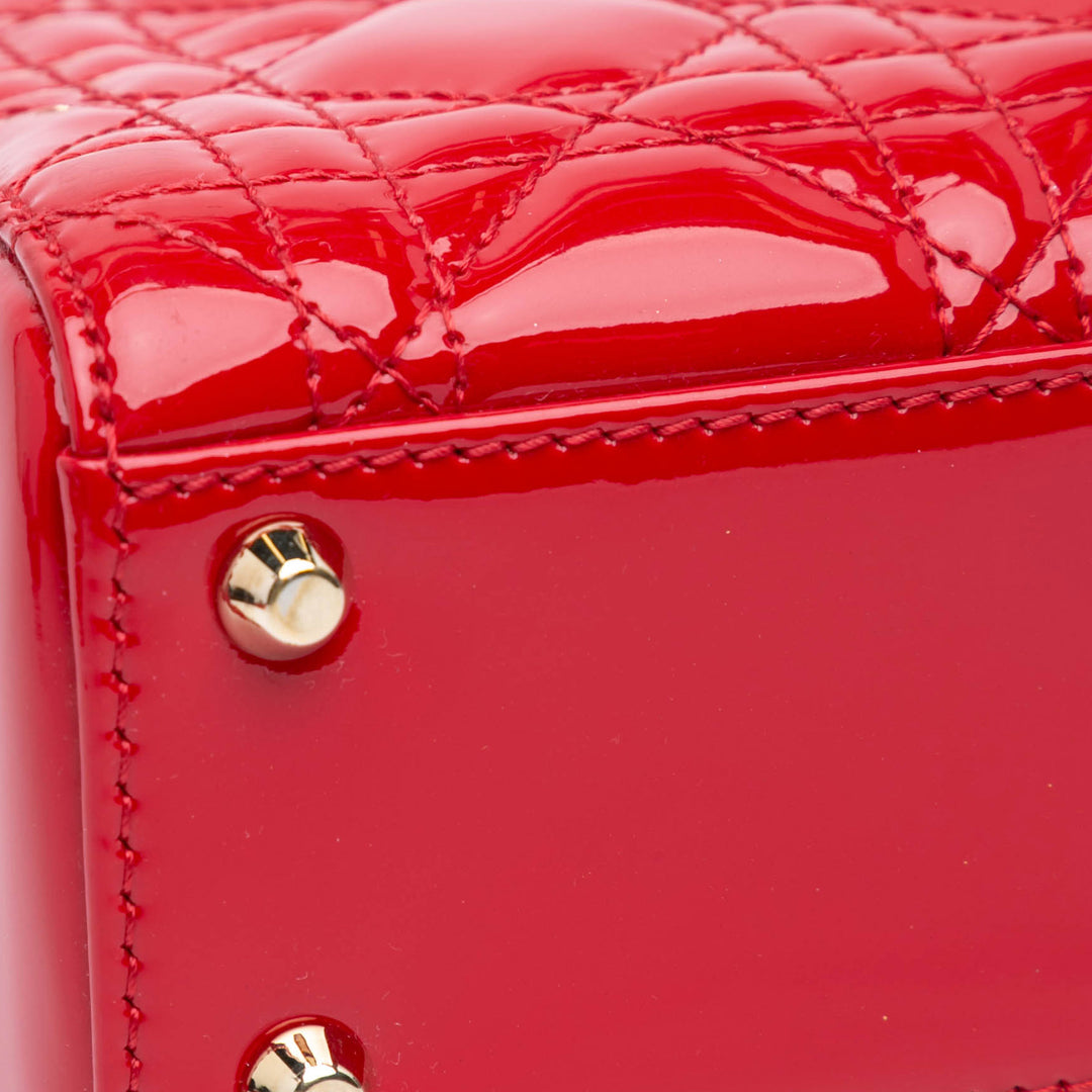 Mini Patent Cannage Lady Dior Red - Gaby Paris