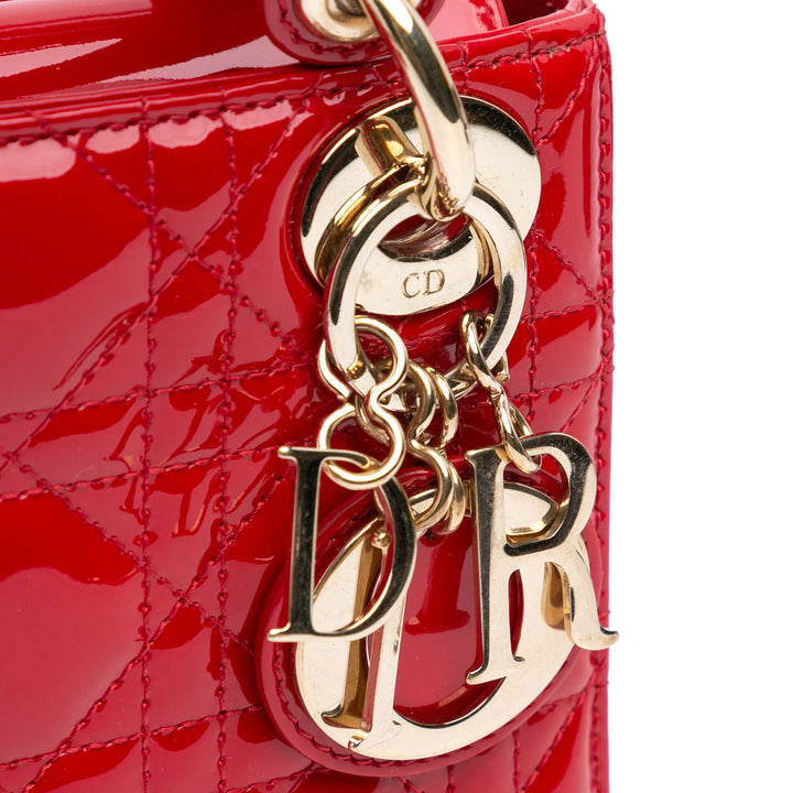 Mini Patent Cannage Lady Dior Red - Gaby Paris