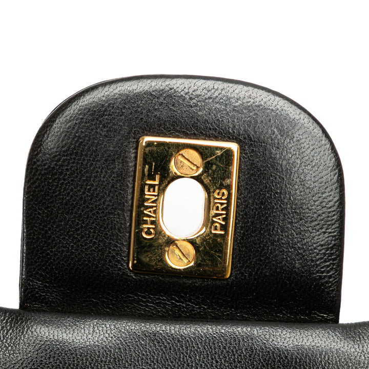 Medium Classic Lambskin Double Flap Black - Gaby Paris