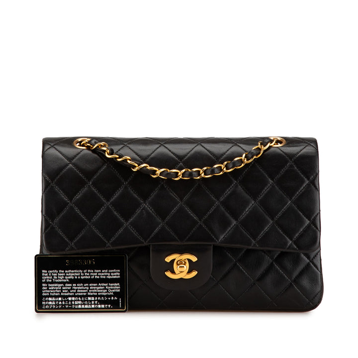 Medium Classic Lambskin Double Flap Black - Gaby Paris