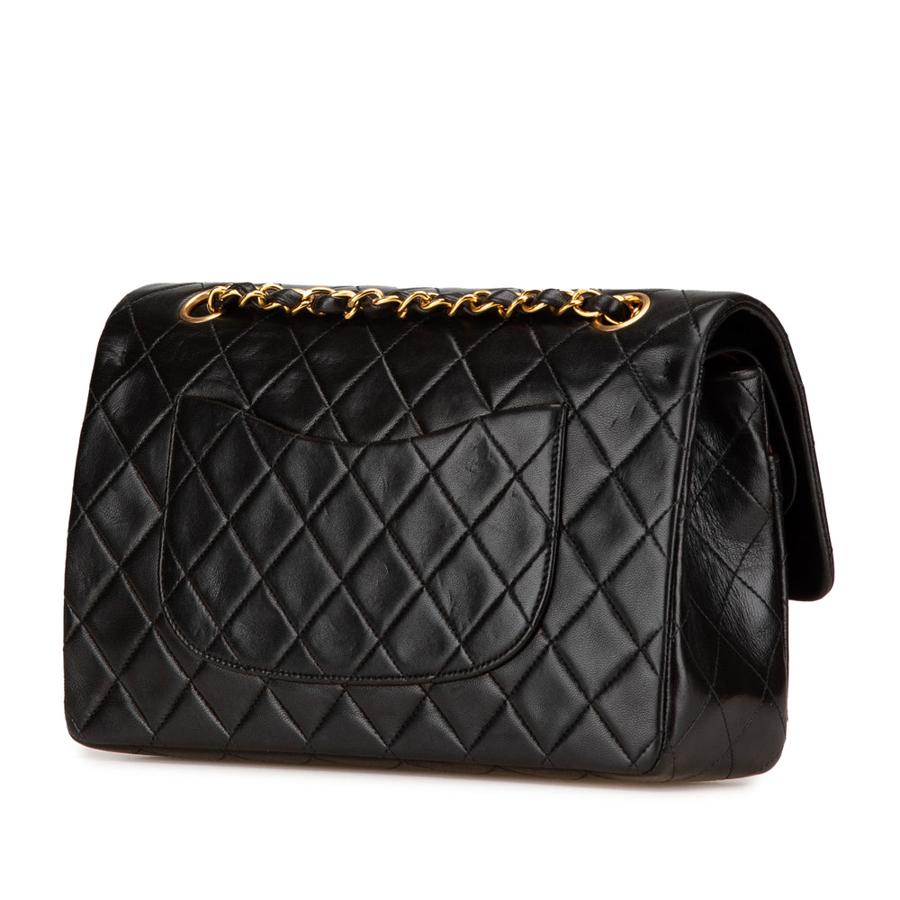 Medium Classic Lambskin Double Flap Black - Gaby Paris