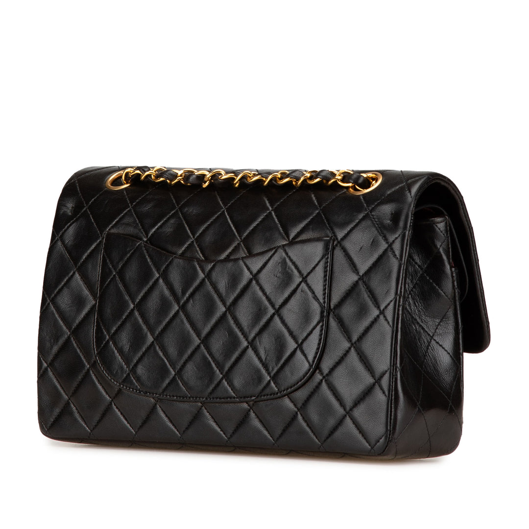 Medium Classic Lambskin Double Flap Black - Gaby Paris