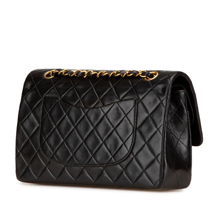 Medium Classic Lambskin Double Flap Black - Gaby Paris