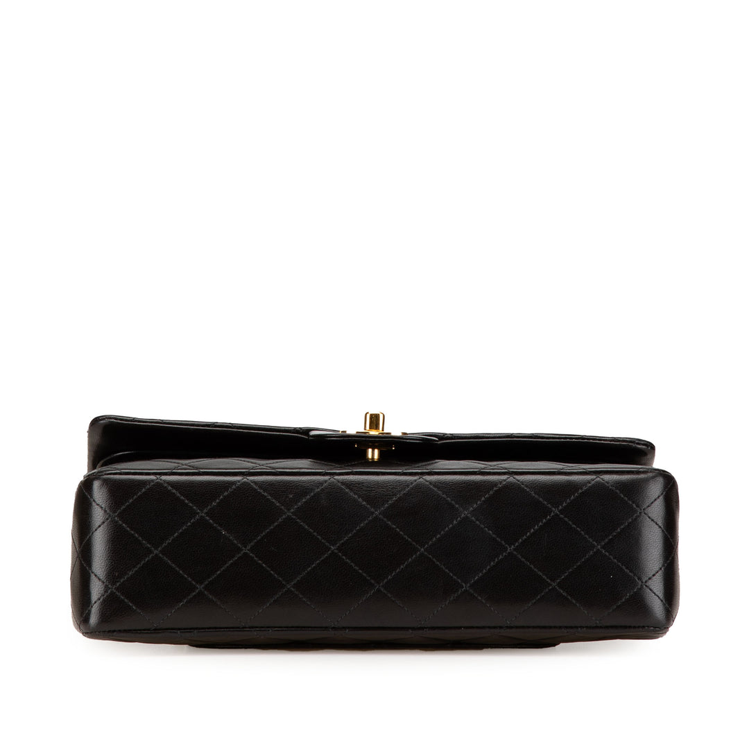 Medium Classic Lambskin Double Flap Black - Gaby Paris