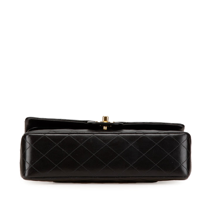 Medium Classic Lambskin Double Flap Black - Gaby Paris