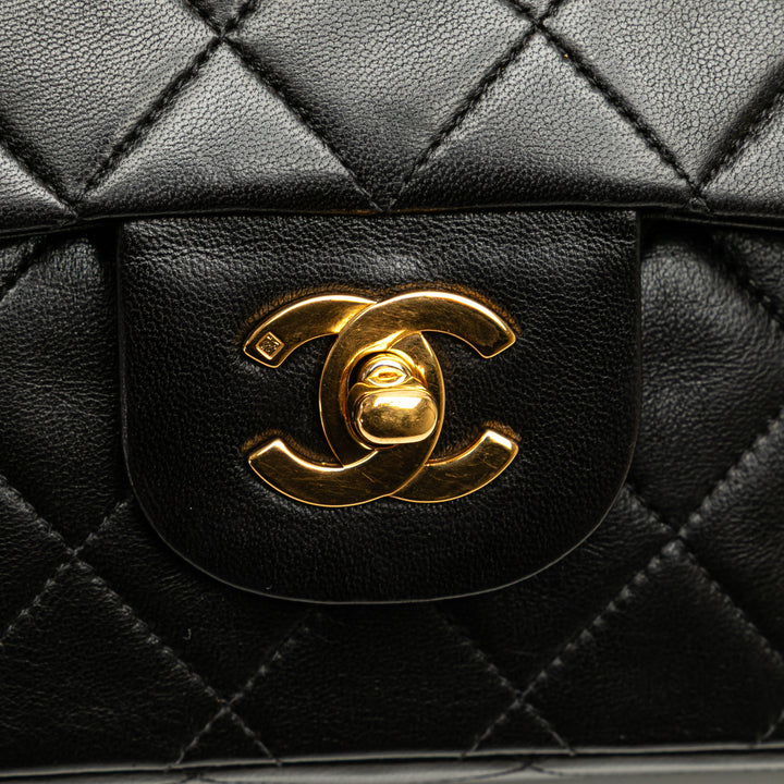 Medium Classic Lambskin Double Flap Black - Gaby Paris