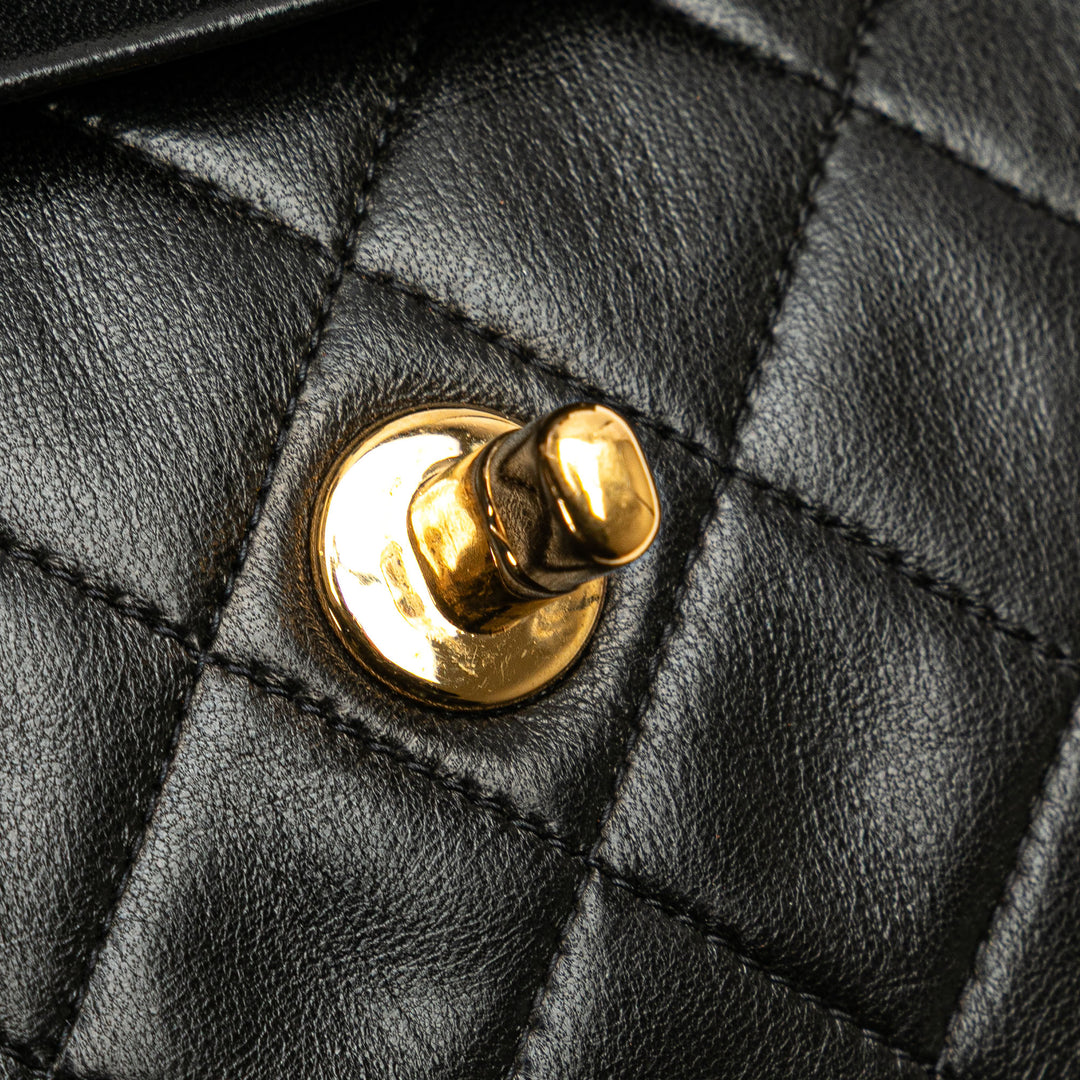 Medium Classic Lambskin Double Flap Black - Gaby Paris