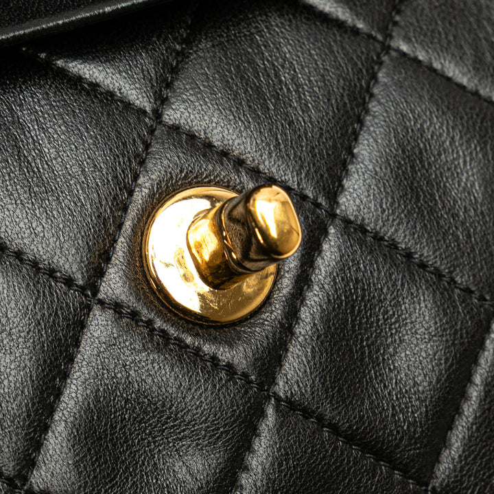 Medium Classic Lambskin Double Flap Black - Gaby Paris