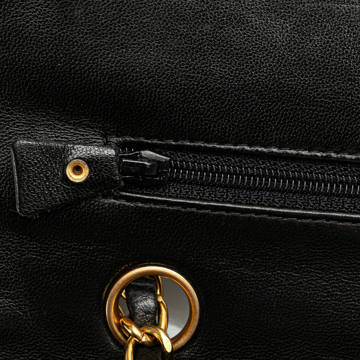 Medium Classic Lambskin Double Flap Black - Gaby Paris