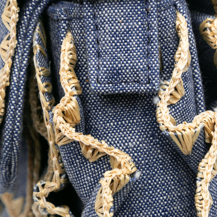 Embroidered Denim Ruffled F is Fendi Kan I Baguette Blue - Gaby Paris