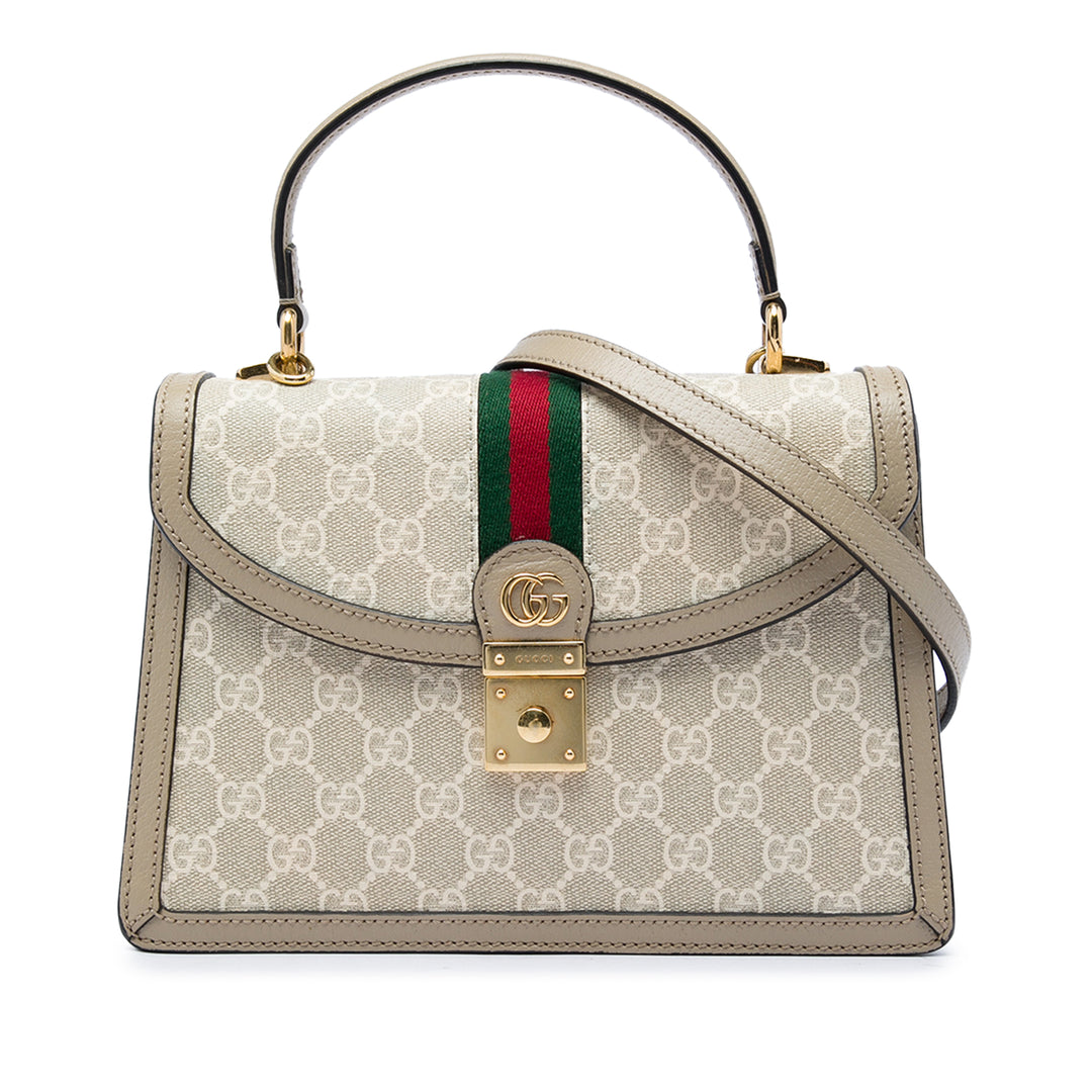 Gucci GG Web Ophidia à rabat Petit Beige