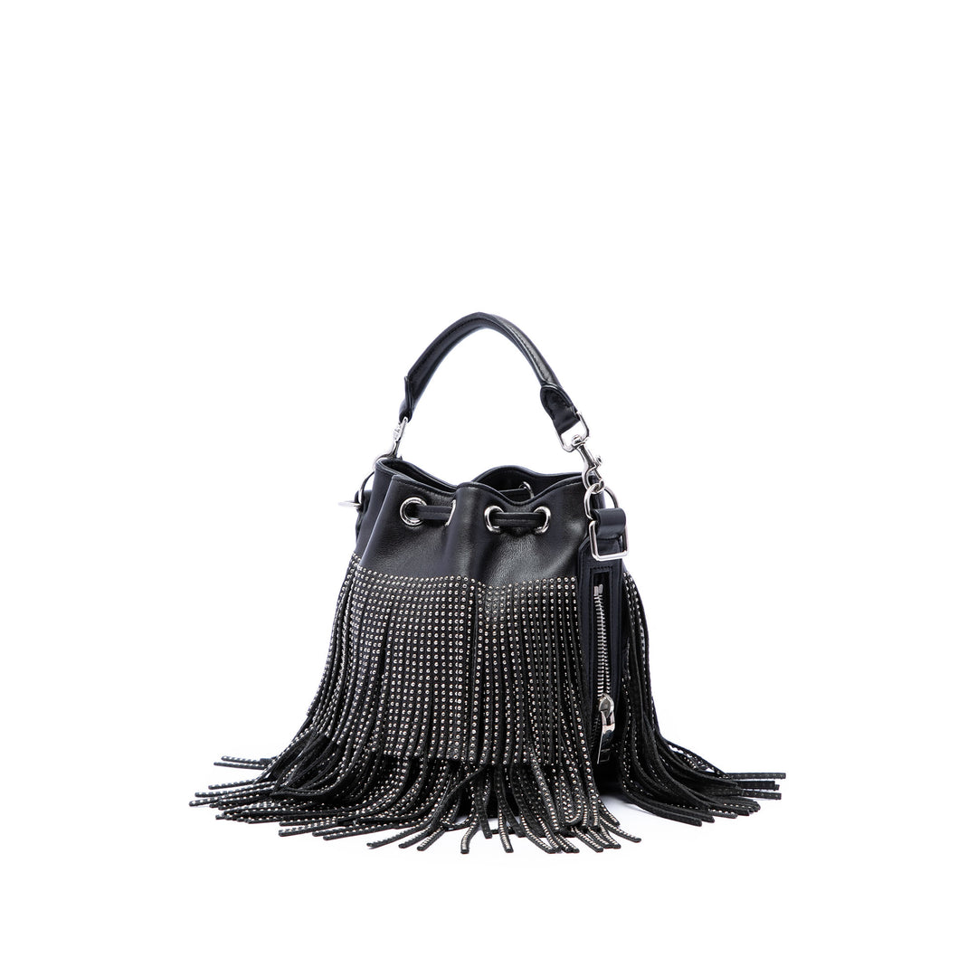 Saint Laurent Small clouté Cuir de veau Emmanuelle Fringe Bucket Sac