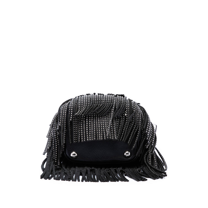 Saint Laurent Small clouté Cuir de veau Emmanuelle Fringe Bucket Sac