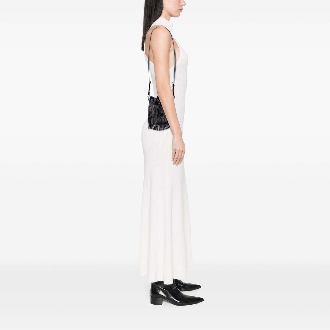 Saint Laurent Small clouté Cuir de veau Emmanuelle Fringe Bucket Sac