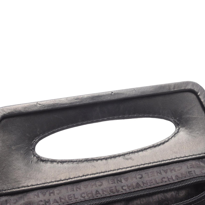 Lambskin Camellia Top Handle Frame Bag Black - Gaby Paris