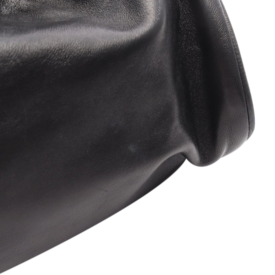 Lambskin Camellia Top Handle Frame Bag Black - Gaby Paris