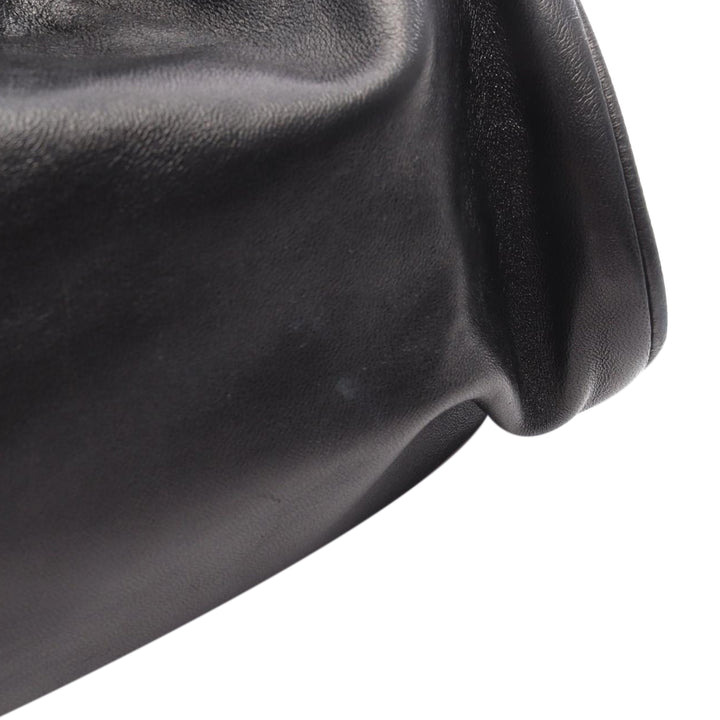 Lambskin Camellia Top Handle Frame Bag Black - Gaby Paris