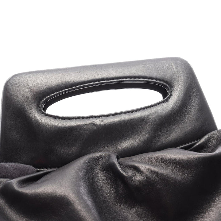 Lambskin Camellia Top Handle Frame Bag Black - Gaby Paris