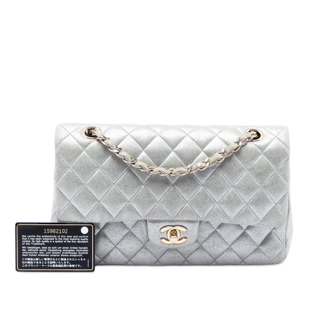 Chanel Medium Classic Metallic Cuir d’agneau Double rabat