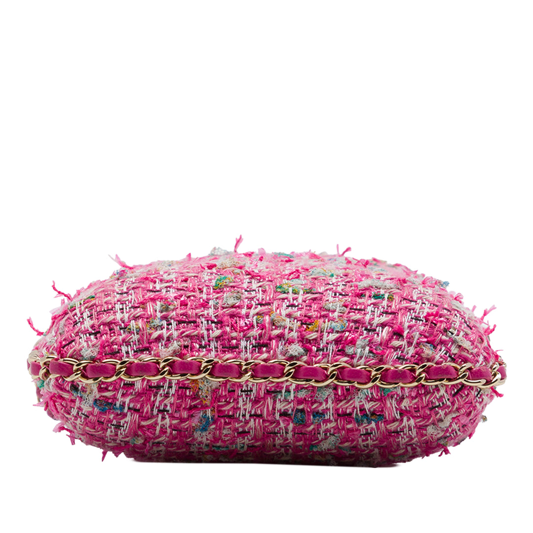 Chanel Sac rond à chaîne Étui téléphone Tweed Rose