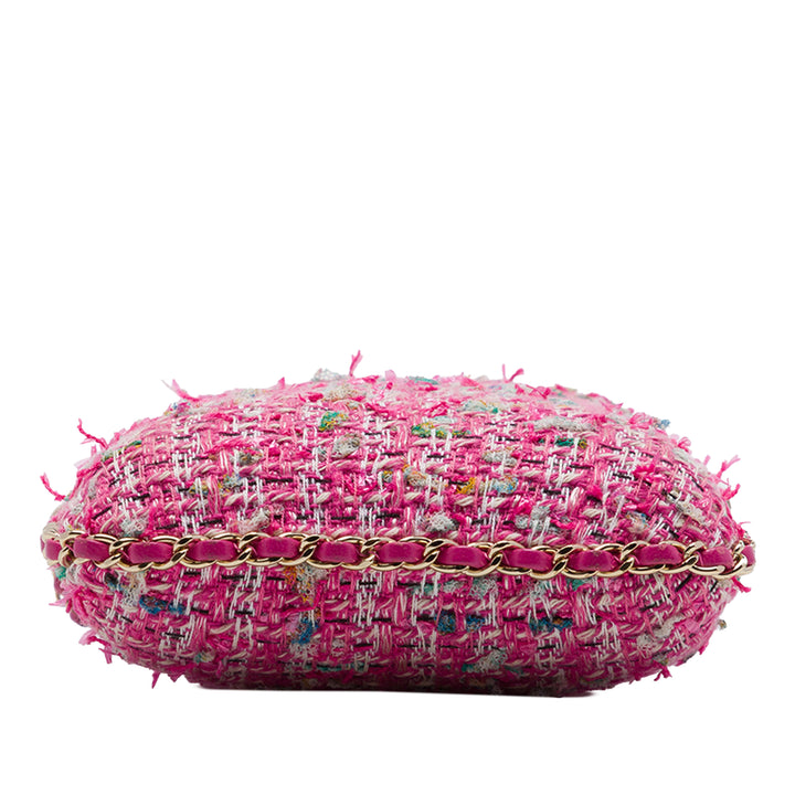 Chanel Sac rond à chaîne Étui téléphone Tweed Rose