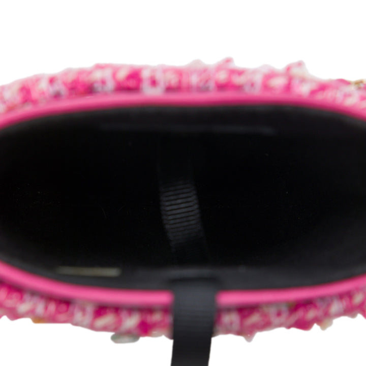 Chanel Sac rond à chaîne Étui téléphone Tweed Rose