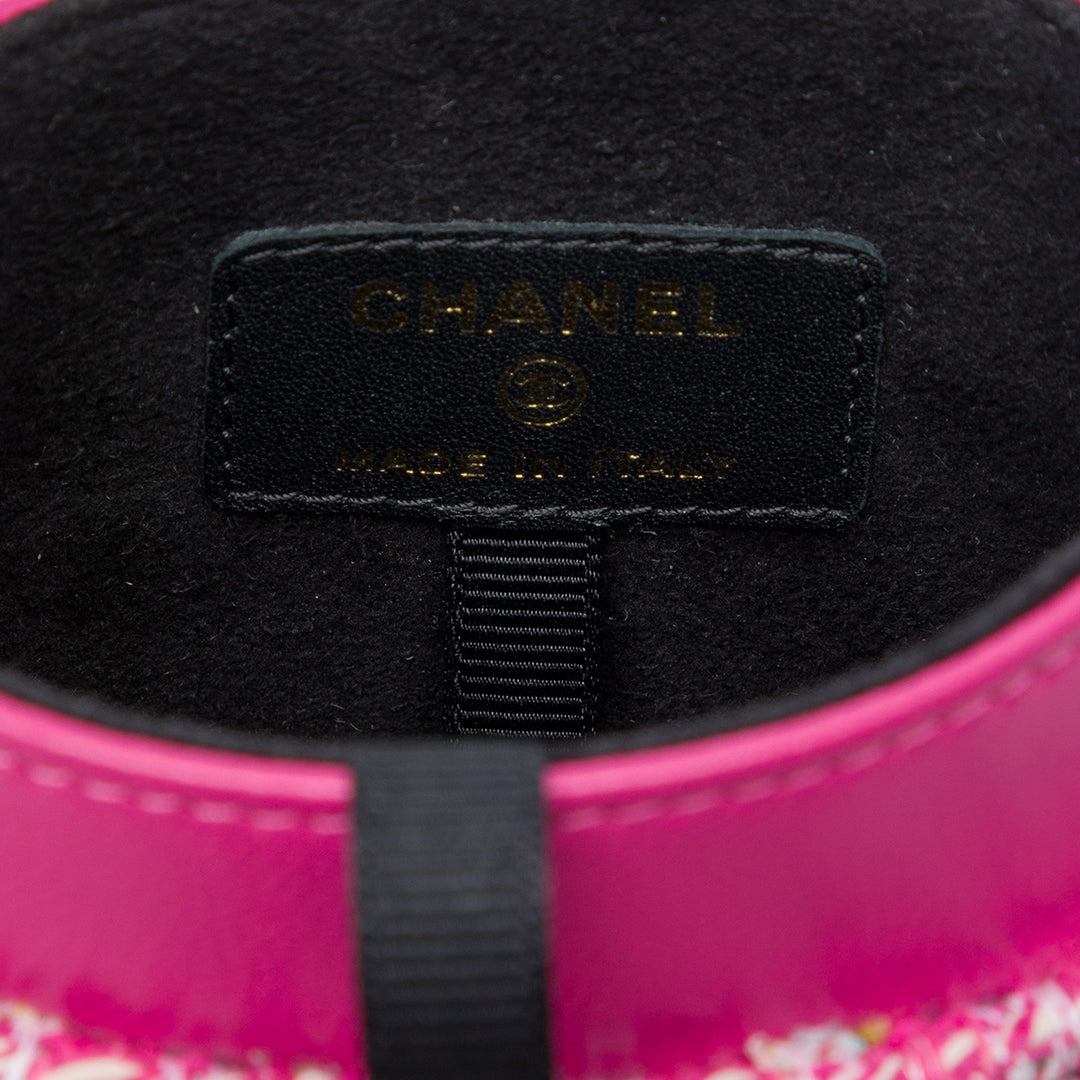 Chanel Sac rond à chaîne Étui téléphone Tweed Rose