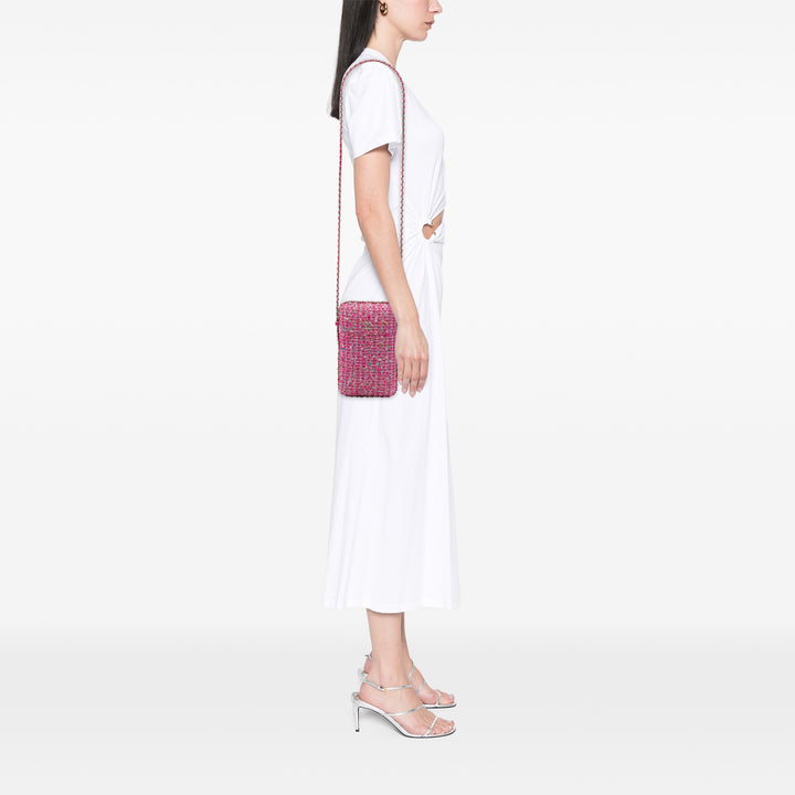 Chanel Sac rond à chaîne Étui téléphone Tweed Rose