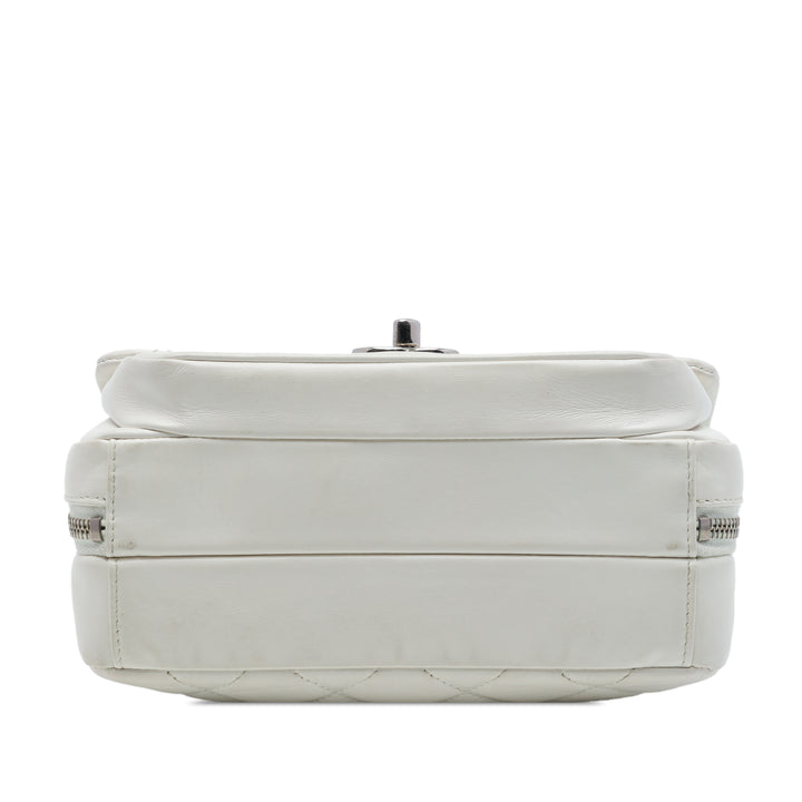 Matelassé vieilli Express Zippé à rabat Cuir de veau Blanc