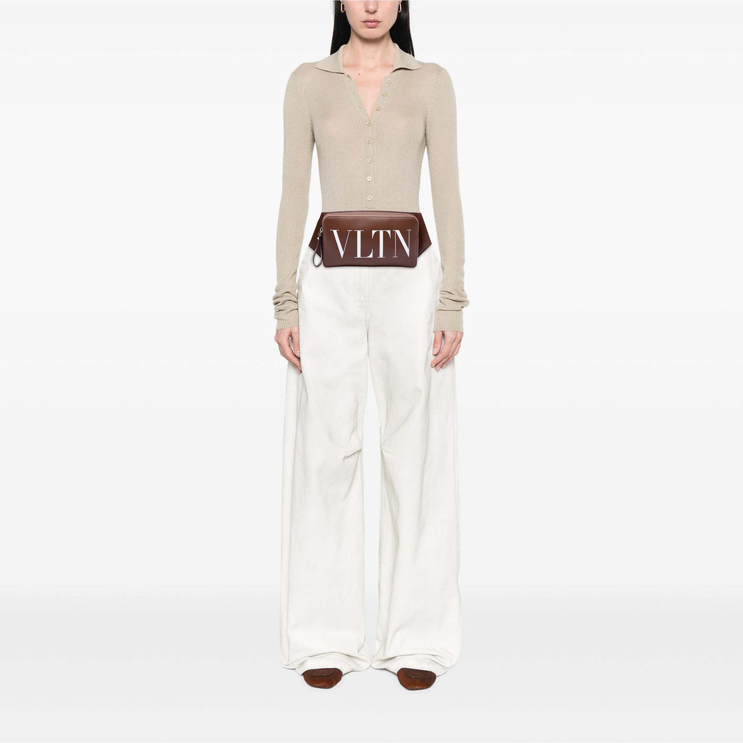 Valentino Ceinture Rockstud VLTN Marron – vue 6 – GABY PARIS