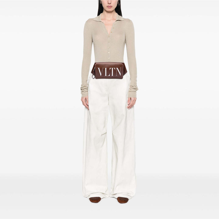 Valentino Ceinture Rockstud VLTN Marron – vue 6 – GABY PARIS