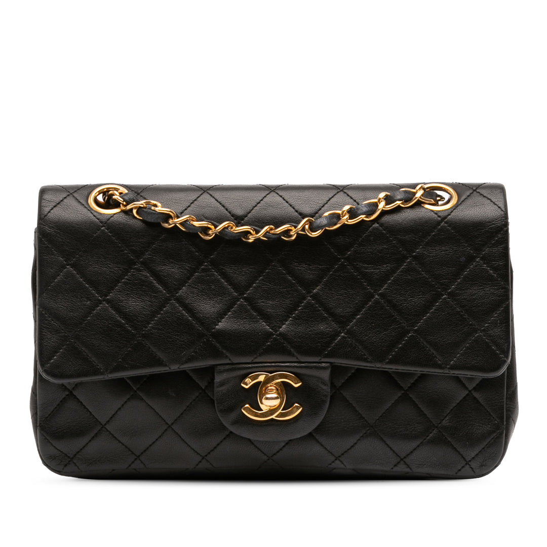 Small Classic Lambskin Double Flap Black - Gaby Paris