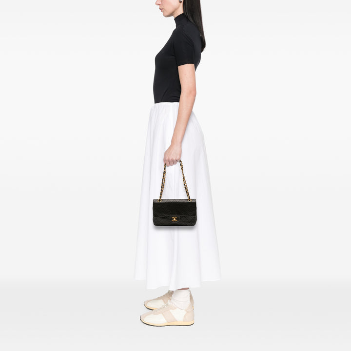 Small Classic Lambskin Double Flap Black - Gaby Paris