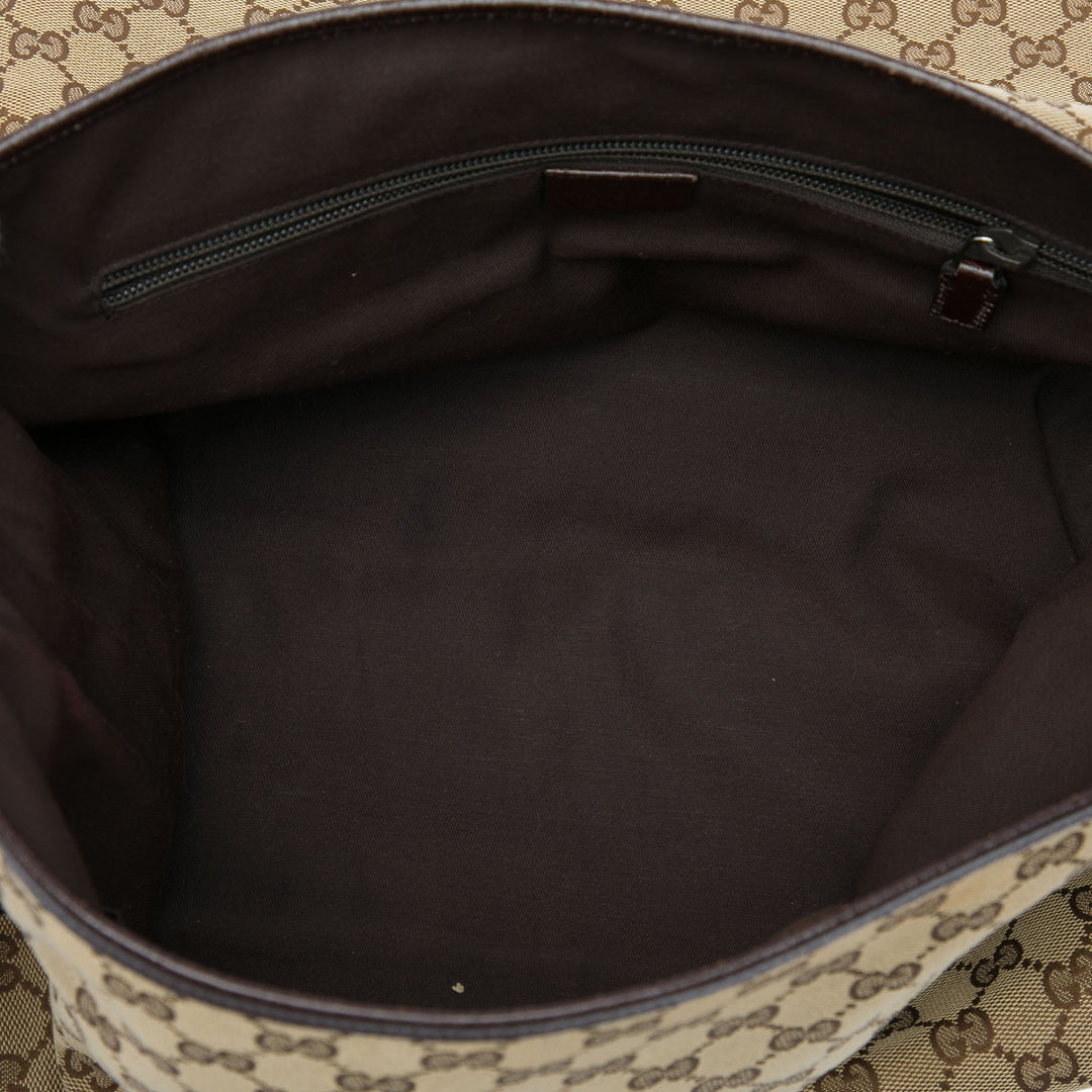Gucci Sac bandoulière GG Web à rabat Messenger Beige – vue 4 – GABY PARIS