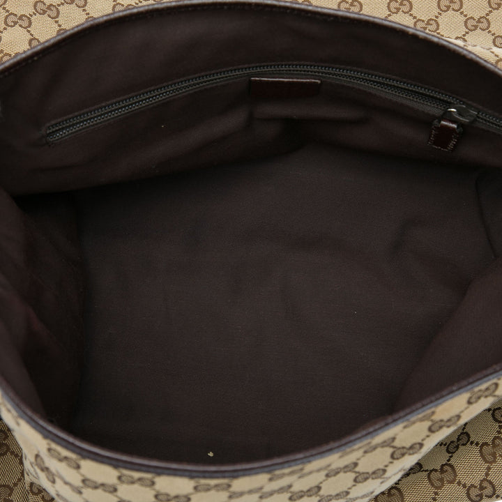Gucci Sac bandoulière GG Web à rabat Messenger Beige – vue 4 – GABY PARIS