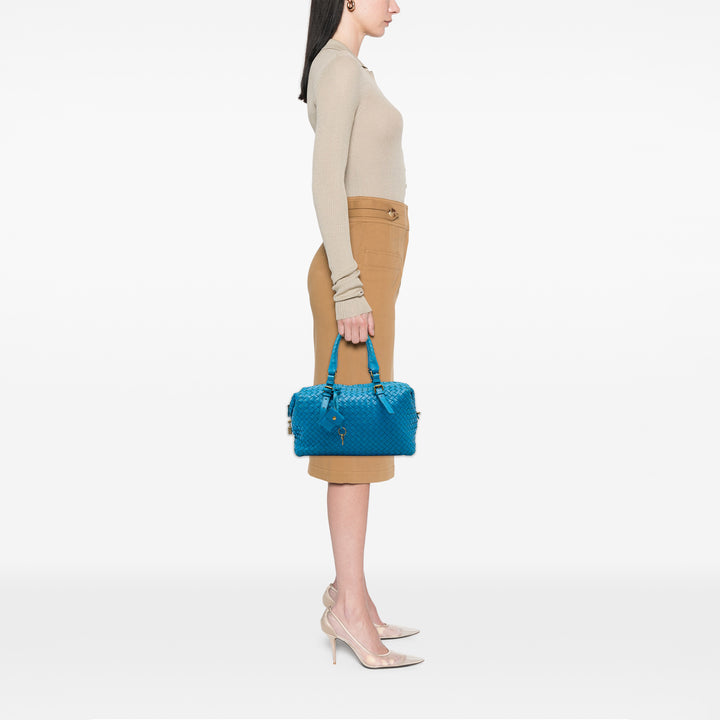 Bottega Veneta Intrecciato Boston Sac nappa Bleu – vue 5 – GABY PARIS