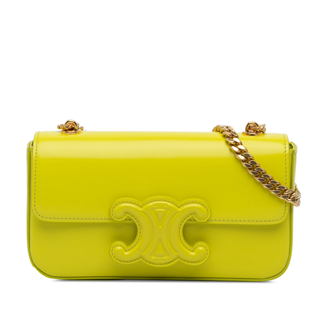 Calfskin Cuir Triomphe Chain Shoulder Bag Yellow - Gaby Paris
