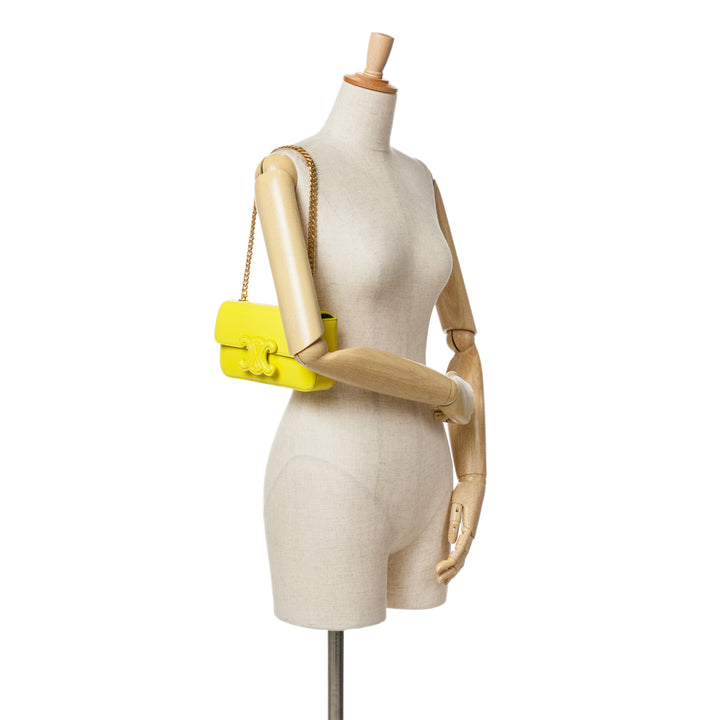 Calfskin Cuir Triomphe Chain Shoulder Bag Yellow - Gaby Paris
