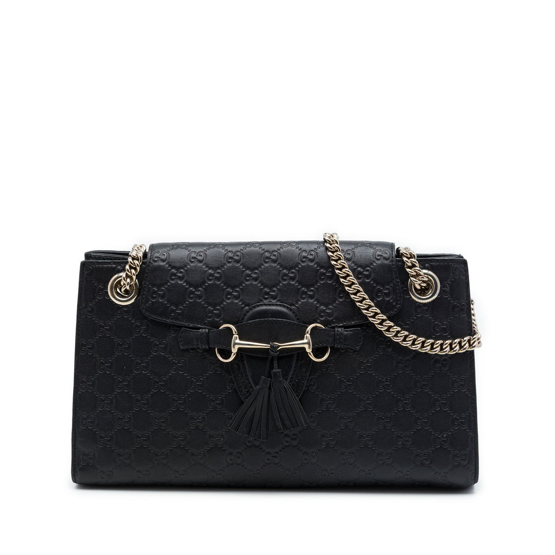 Gucci Sac porté épaule Guccissima Emily Grand Noir – vue principale – GABY PARIS