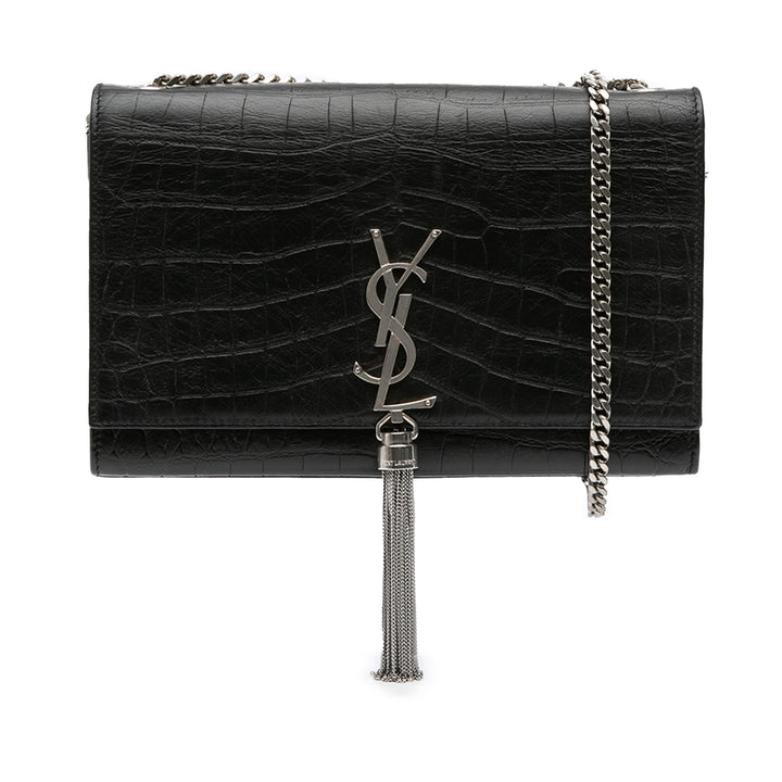 Saint Laurent Medium Croc embossé Cuir Kate Tassel Sac porté croisé