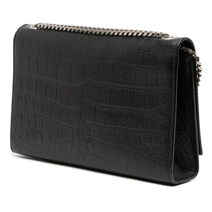 Saint Laurent Medium Croc embossé Cuir Kate Tassel Sac porté croisé