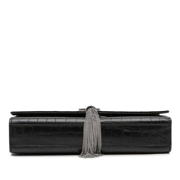 Saint Laurent Medium Croc embossé Cuir Kate Tassel Sac porté croisé