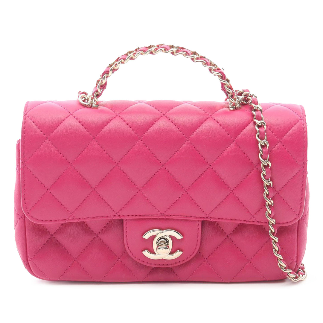 Chanel Matelassé Rectangle à rabat Mini Cuir d'agneau