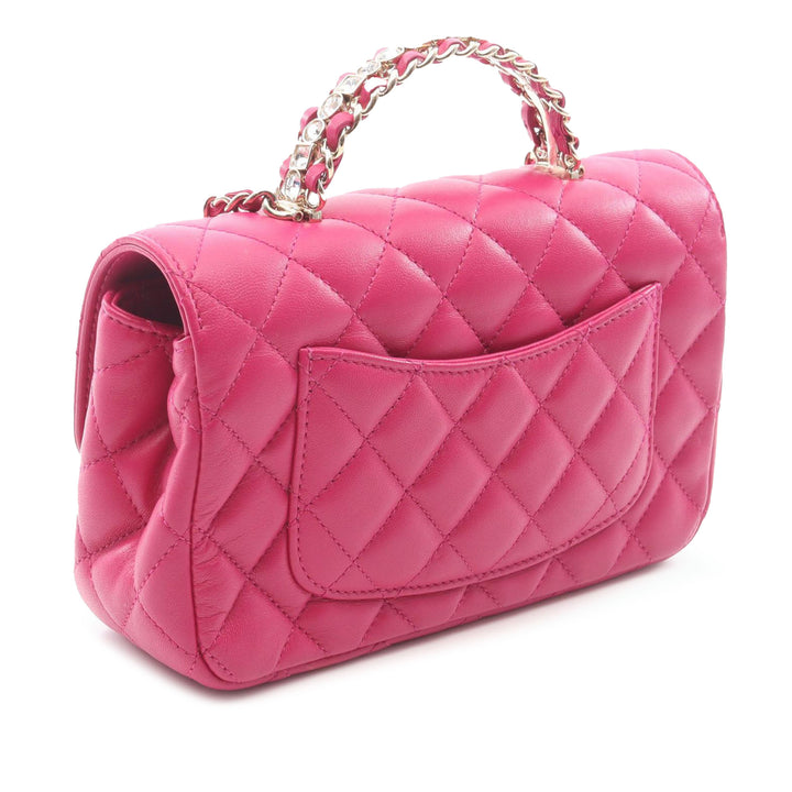 Chanel Matelassé Rectangle à rabat Mini Cuir d'agneau
