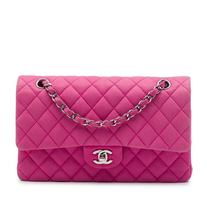 Classic Double rabat Moyen Cuir caviar Rose